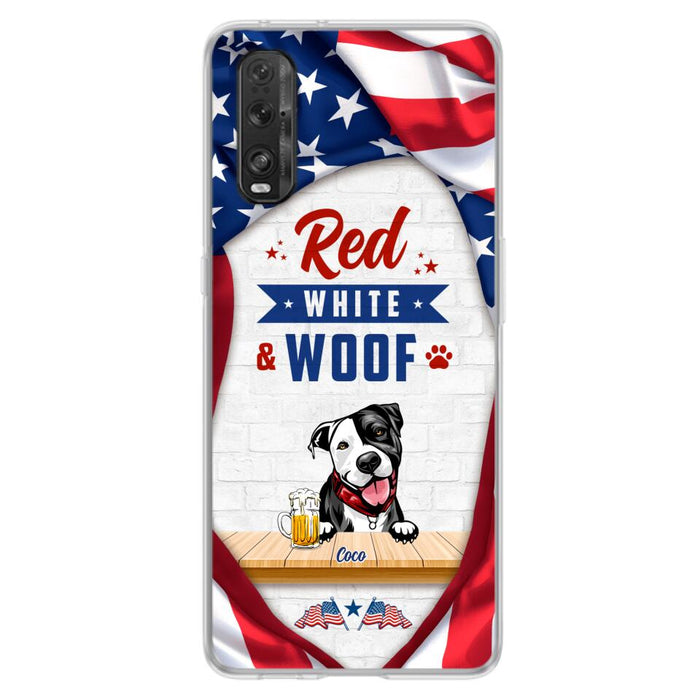 Custom Personalized Dog Phone Case - Gift Idea For Independence Day/ Dog Lover - Red, White & Woof - Case For Xiaomi, Oppo And Huawei