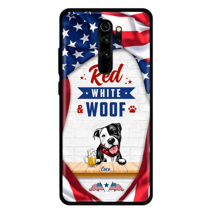 Custom Personalized Dog Phone Case - Gift Idea For Independence Day/ Dog Lover - Red, White & Woof - Case For Xiaomi, Oppo And Huawei