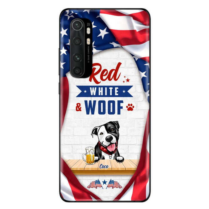 Custom Personalized Dog Phone Case - Gift Idea For Independence Day/ Dog Lover - Red, White & Woof - Case For Xiaomi, Oppo And Huawei