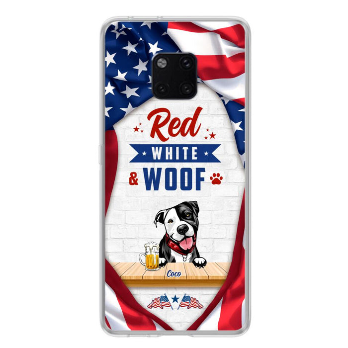 Custom Personalized Dog Phone Case - Gift Idea For Independence Day/ Dog Lover - Red, White & Woof - Case For Xiaomi, Oppo And Huawei