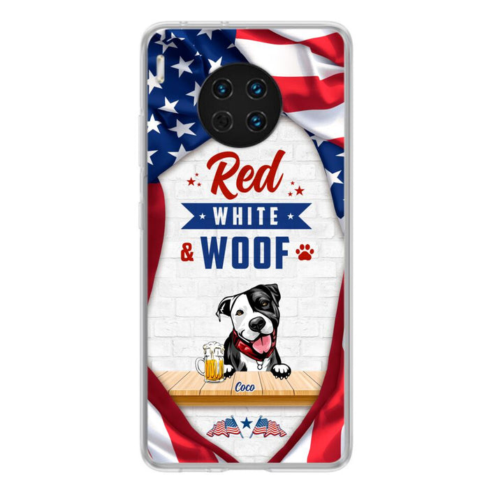 Custom Personalized Dog Phone Case - Gift Idea For Independence Day/ Dog Lover - Red, White & Woof - Case For Xiaomi, Oppo And Huawei