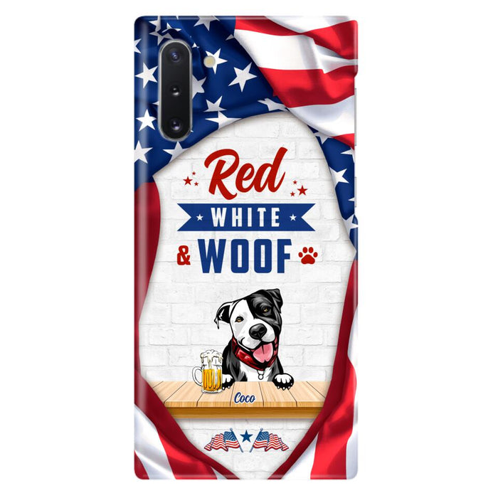 Custom Personalized Dog Phone Case - Gift Idea For Independence Day/ Dog Lover - Red, White & Woof - Case For iPhone And Samsung