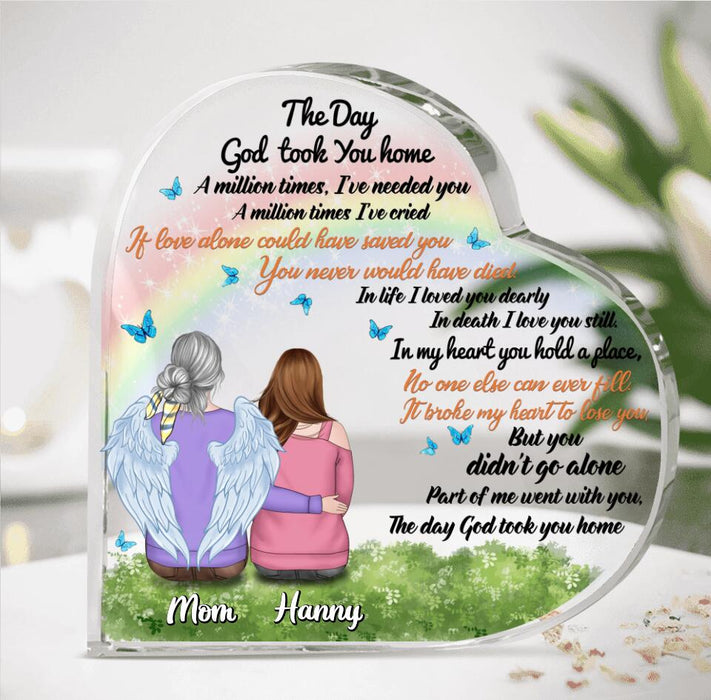 Custom Personalized Memorial Crystal Heart - Memorial Gift Idea for Father's Day/Mother's Day/Daughter/Son/Husband/Wife - The Day God Took You Home