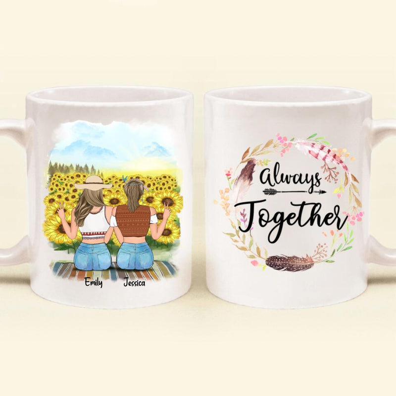 Personalized Coffee Mug - Boho Girls, Up to 3 Girls - Best Gift For Friend -  Always Together
