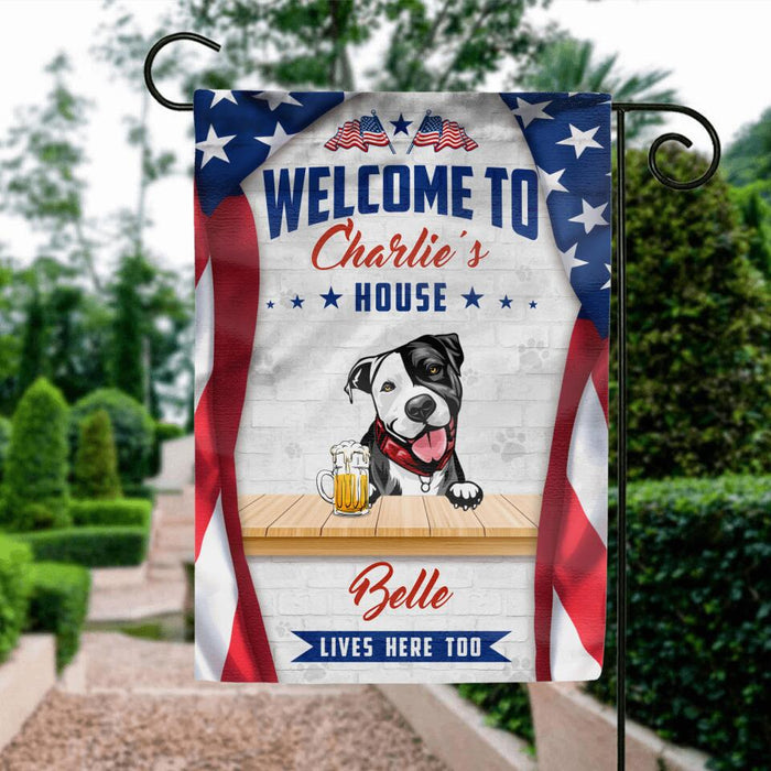 Custom Personalized Dog Flag Sign - Gift Idea For Independence Day/ Dog Lover - Welcome To Our Home