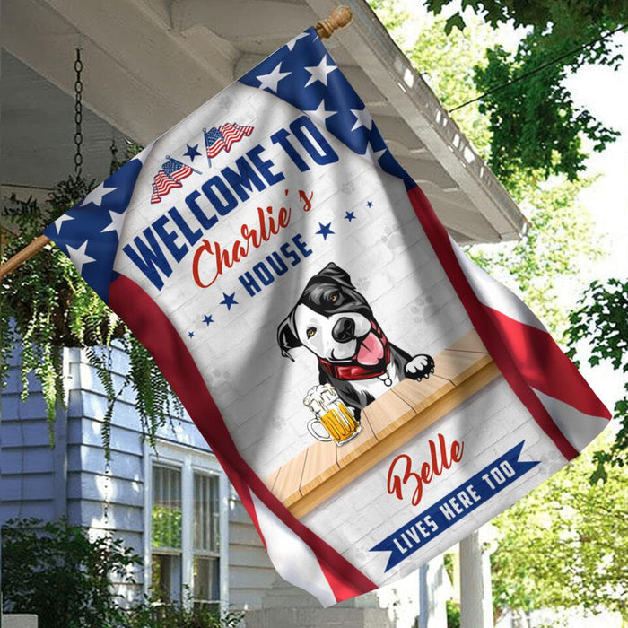 Custom Personalized Dog Flag Sign - Gift Idea For Independence Day/ Dog Lover - Welcome To Our Home