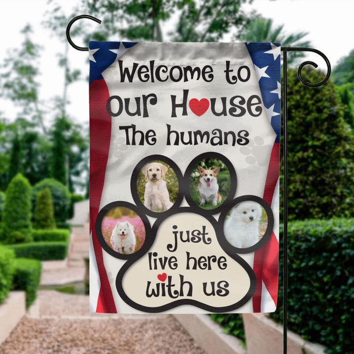 Custom Personalized Pet Photo Flag Sign - Gift Idea For Independence Day/ Dog Lover/Cat Lover/Pet Lover - Welcome To Our House