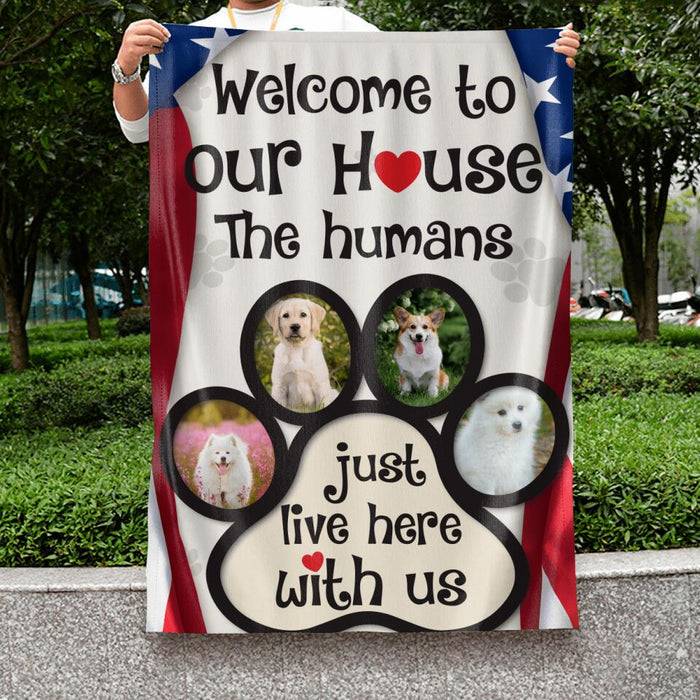 Custom Personalized Pet Photo Flag Sign - Gift Idea For Independence Day/ Dog Lover/Cat Lover/Pet Lover - Welcome To Our House