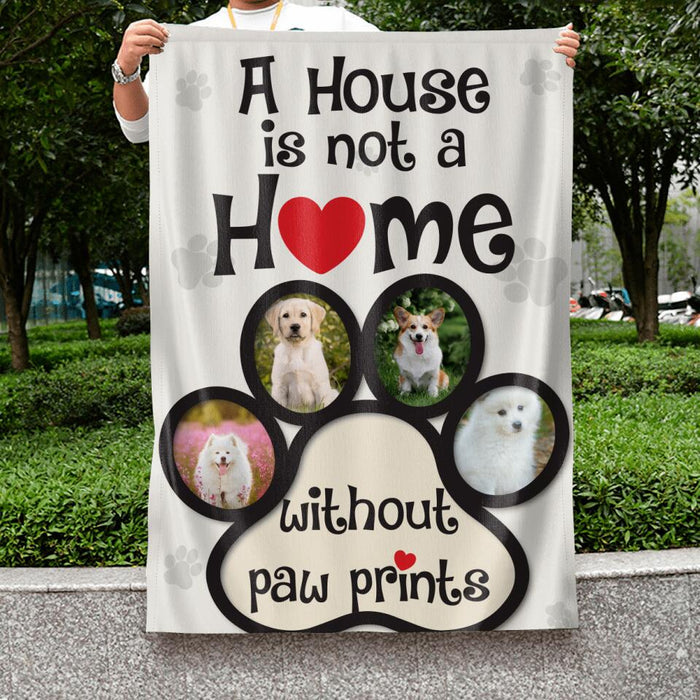 Custom Personalized Pet Photo Flag Sign - Gift Idea For Dog Lover/Cat Lover/Pet Lover - A House Is Not A Home Without Paw Prints