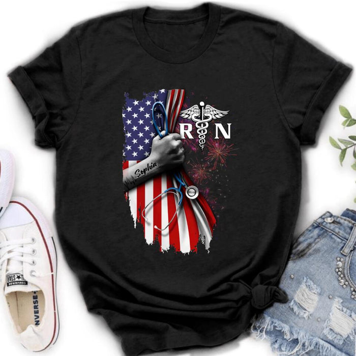 Custom Personalized Nurse Independence Day Shirt - Gift Idea For Nurse