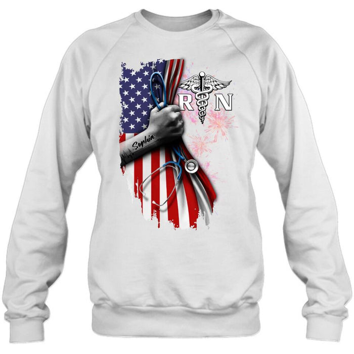 Custom Personalized Nurse Independence Day Shirt - Gift Idea For Nurse