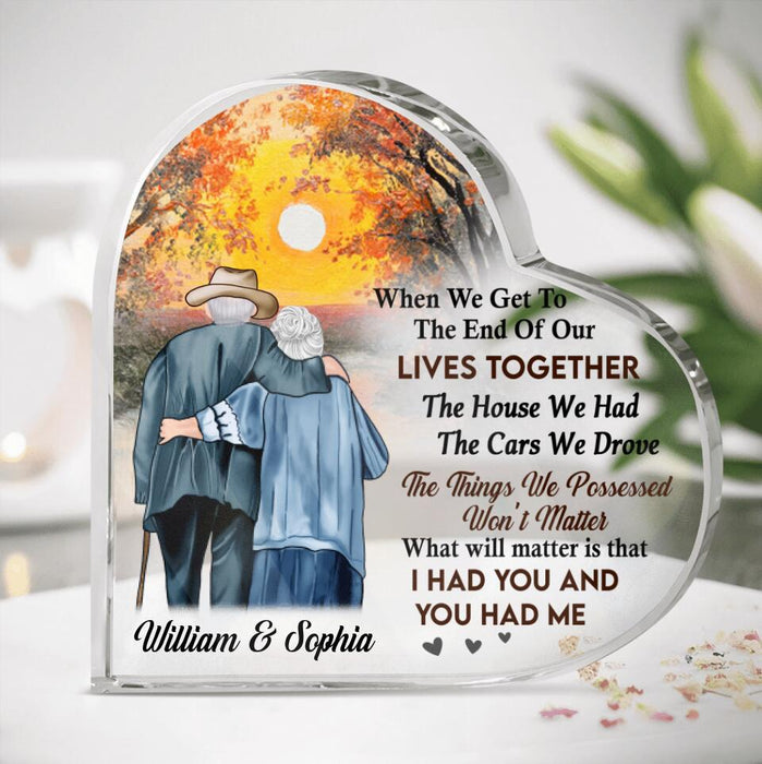 Custom Personalized Old Couple Crystal Heart - Gift Idea For Old Couple/Grandparents - I Had You And You Had Me