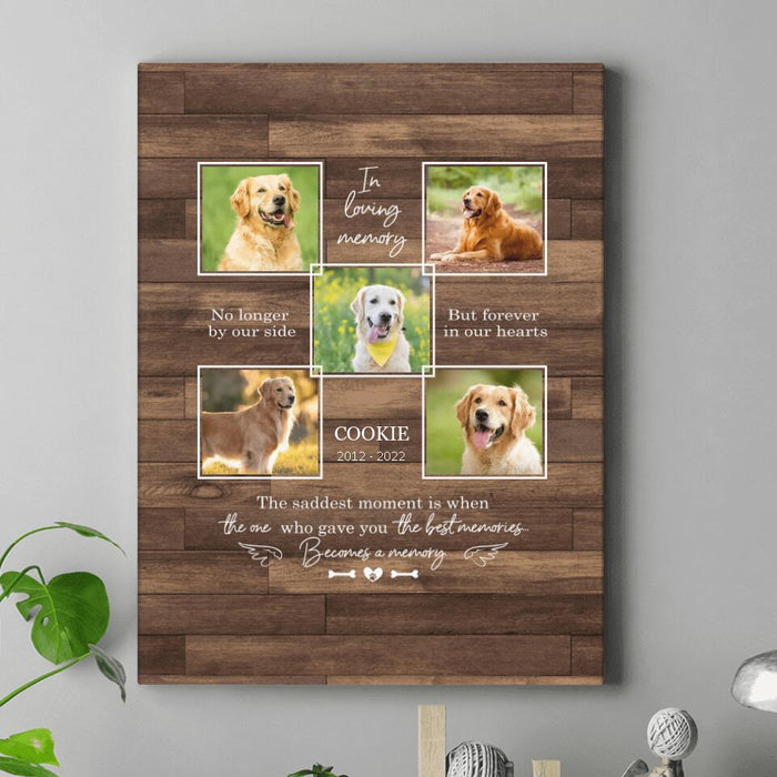 Custom Photo In Loving Memory Pet Canvas - Memorial Gift Idea For Dog/ Cat Lover - No Longer By Our Side But Forever In Our Hearts