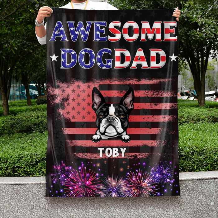Custom Personalized Dog Dad Flag Sign - Gift Idea For Father's Day/Dog Lovers - Up To 6 Dogs - Awesome Dog Dad