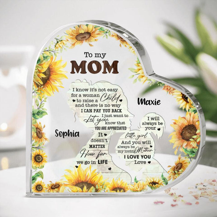 Custom Personalized To My Mom Crystal Heart -  Gift For Mom From Daughter - I Love You