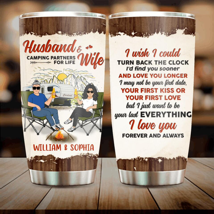 Custom Personalized Camping Tumbler - Gift Idea For Camping Lovers/ Couple - Husband & Wife Camping Partners For Life