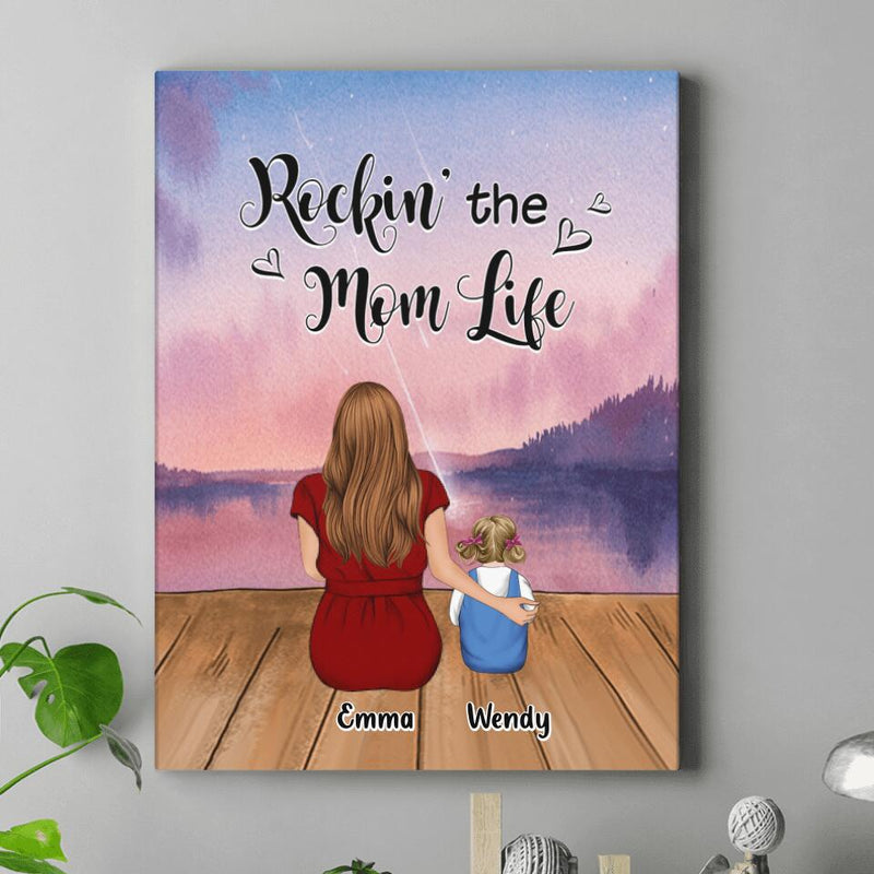 Personalized Mom Canvas - Mom With Up to 5 Children - Best Gift For Mother's Day/Family - Rockin' The Mom Life