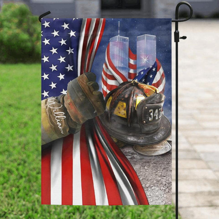 Custom Personalized Fire Fighter Flag Sign - Gift Idea For 4th Of July Day