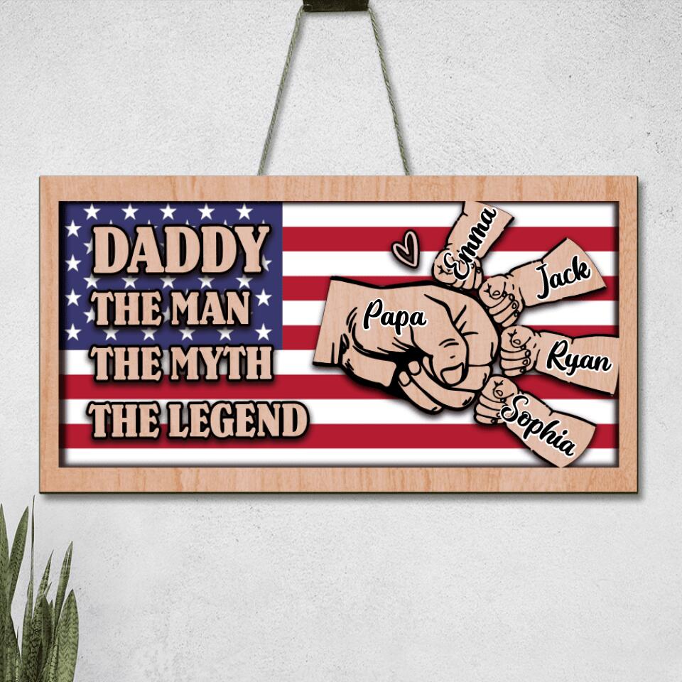 Personalized Daddy Wooden Sign - Up to 4 Children - Gift Idea For Inde ...