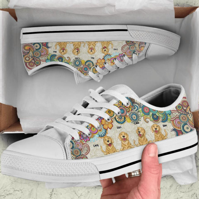 Custom Personalized Golden Retriever Low Top Sneakers - up to 4 Dogs - Gift Idea For Dog Lover