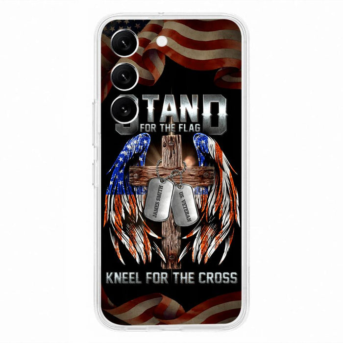 Custom Personalized U.S Veteran Phone Case - Gift Idea for Father/Veteran/ Independence Day - Stand For The Flag Kneel For The Cross - Case For iPhone And Samsung