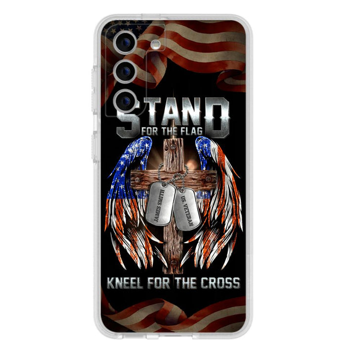 Custom Personalized U.S Veteran Phone Case - Gift Idea for Father/Veteran/ Independence Day - Stand For The Flag Kneel For The Cross - Case For iPhone And Samsung