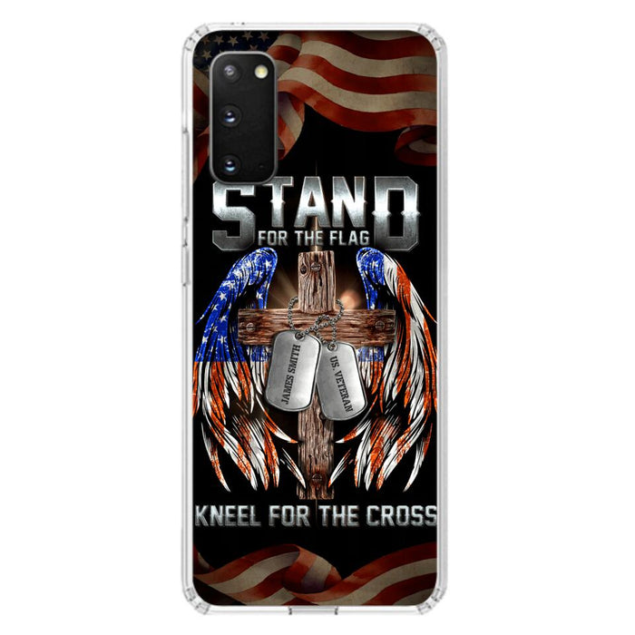 Custom Personalized U.S Veteran Phone Case - Gift Idea for Father/Veteran/ Independence Day - Stand For The Flag Kneel For The Cross - Case For iPhone And Samsung