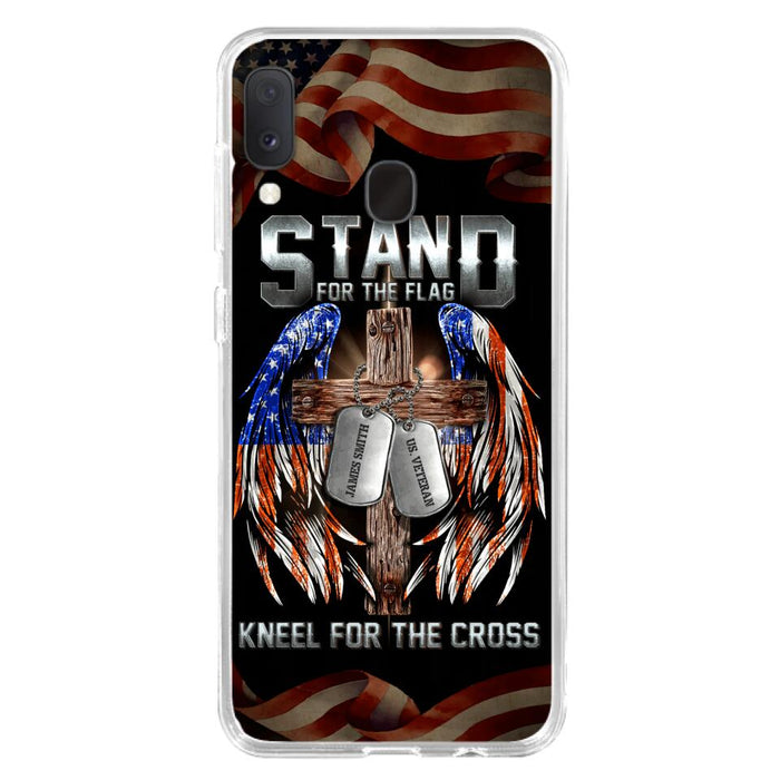 Custom Personalized U.S Veteran Phone Case - Gift Idea for Father/Veteran/ Independence Day - Stand For The Flag Kneel For The Cross - Case For iPhone And Samsung