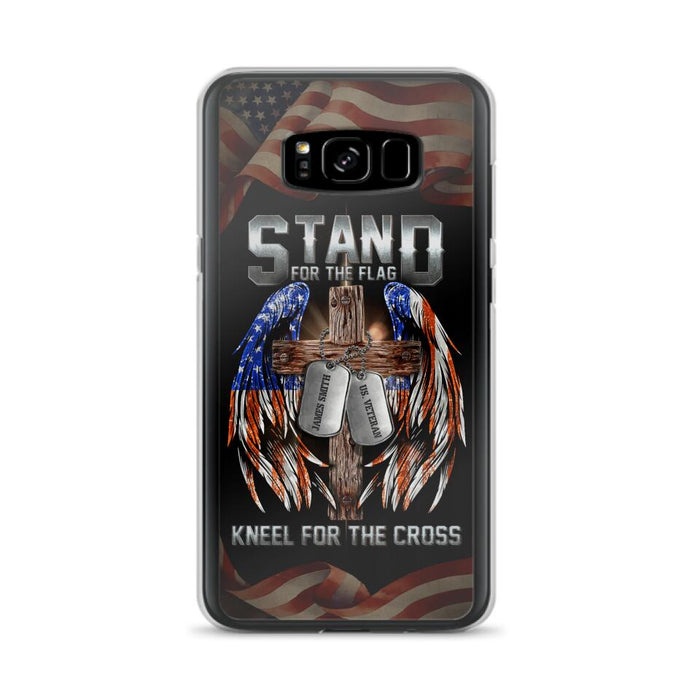 Custom Personalized U.S Veteran Phone Case - Gift Idea for Father/Veteran/ Independence Day - Stand For The Flag Kneel For The Cross - Case For iPhone And Samsung