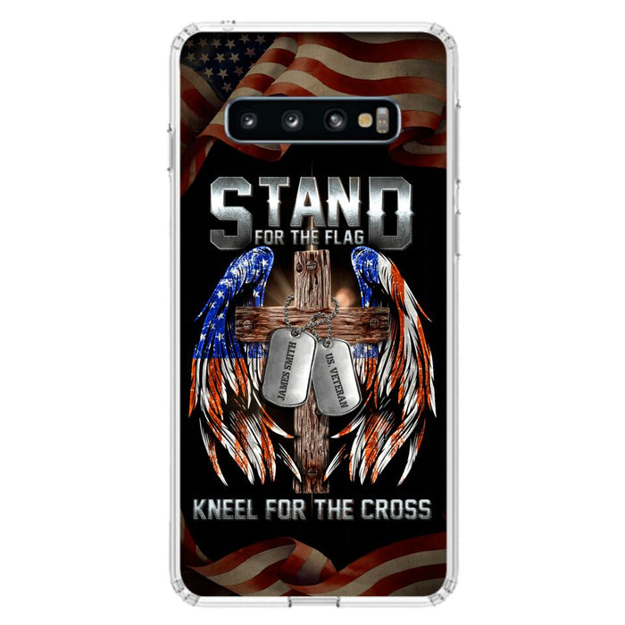 Custom Personalized U.S Veteran Phone Case - Gift Idea for Father/Veteran/ Independence Day - Stand For The Flag Kneel For The Cross - Case For iPhone And Samsung