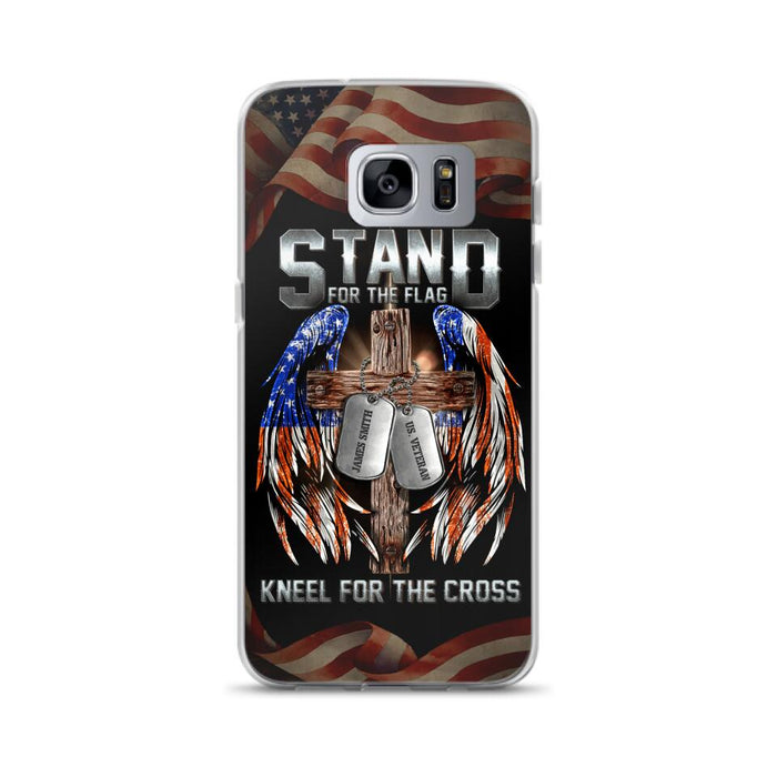 Custom Personalized U.S Veteran Phone Case - Gift Idea for Father/Veteran/ Independence Day - Stand For The Flag Kneel For The Cross - Case For iPhone And Samsung