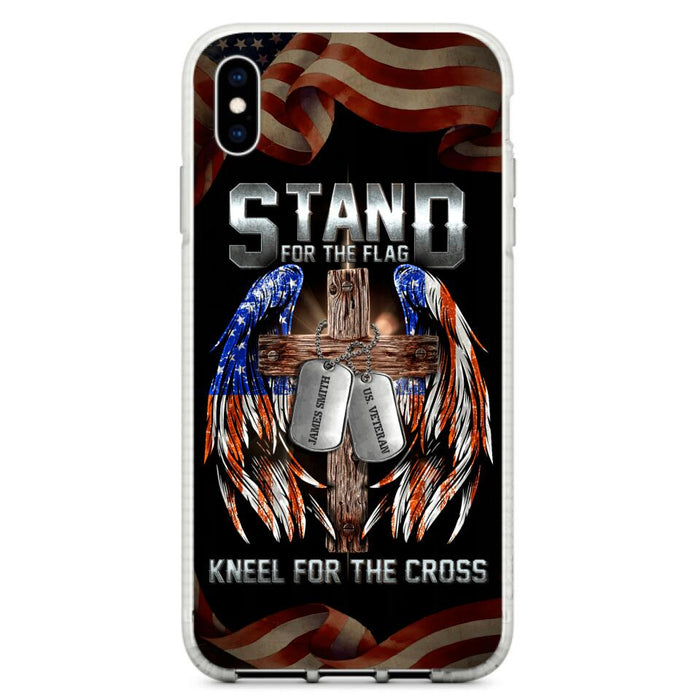 Custom Personalized U.S Veteran Phone Case - Gift Idea for Father/Veteran/ Independence Day - Stand For The Flag Kneel For The Cross - Case For iPhone And Samsung