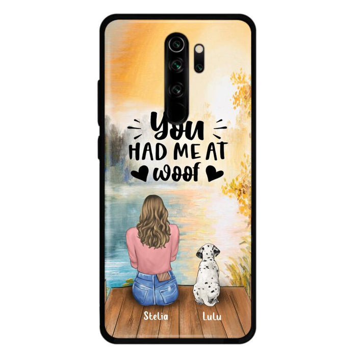 Custom Personalized Dog Mom Phone Case - Best Gift Idea For Dog Lovers - Upto 4 Dogs - You Had Me At Woof - Case For iPhone, Samsung And Xiaomi