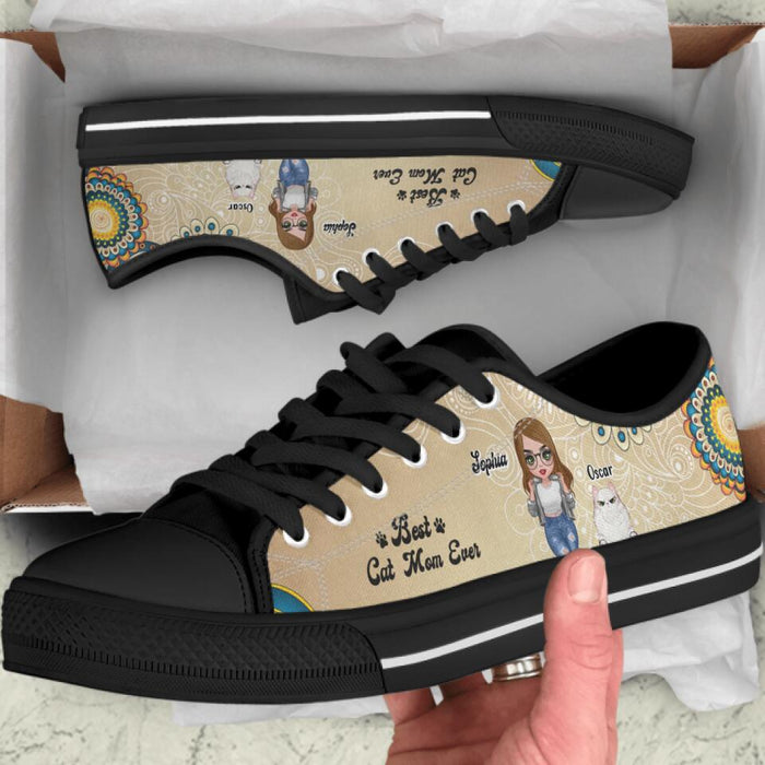 Personalized Pet Mom Front Sneakers - Up to 5 Dogs/Cats - Gift Idea For Dog/Cat Lover - Best Cat Mom Ever