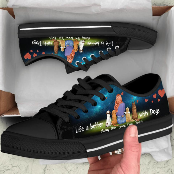 Personalized Dog Girl Low Top Sneakers - Life is better with Dogs
