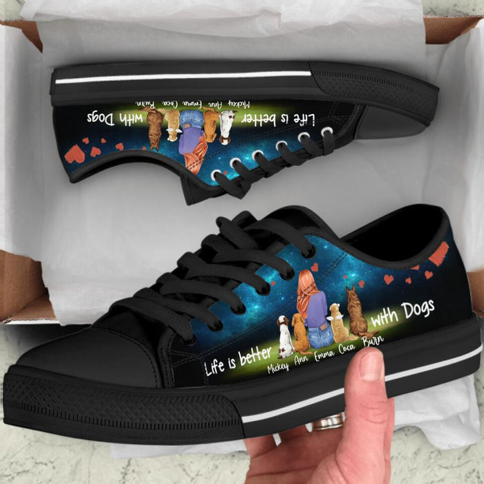 Personalized Dog Girl Low Top Sneakers - Life is better with Dogs