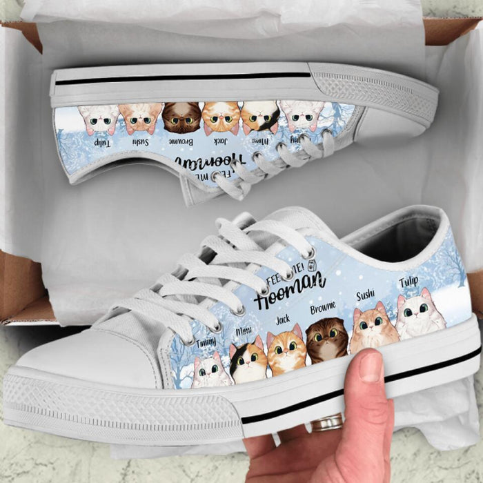 Custom Personalized Christmas Cat Sneakers - Best Gift Ideas For Christmas and Cat Lovers - Feed me Hooman - TW5J6V