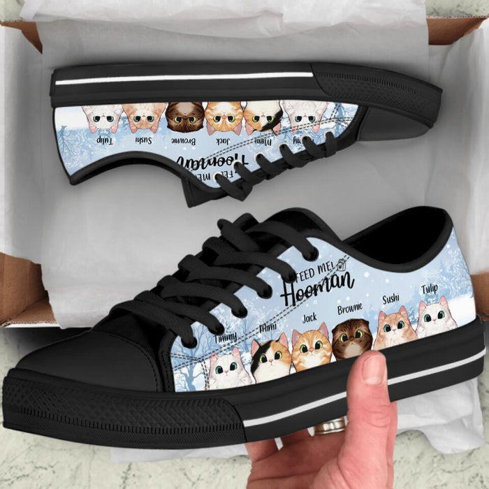 Custom Personalized Christmas Cat Sneakers - Best Gift Ideas For Christmas and Cat Lovers - Feed me Hooman - TW5J6V