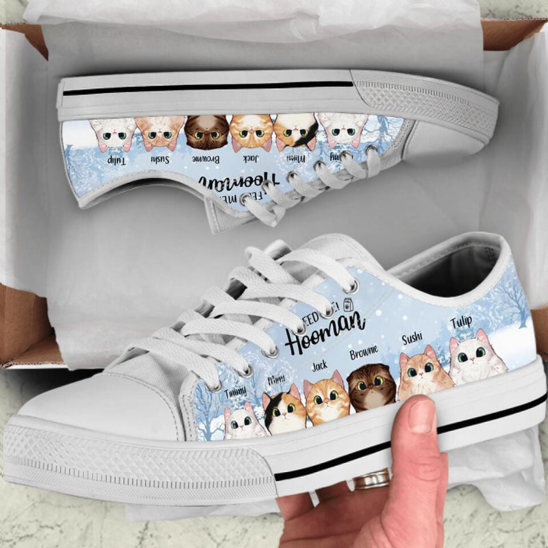 Personalized Christmas Cat Sneakers - Best Gift Ideas For Christmas and Cat Lovers - Feed me Hooman - TW5J6V