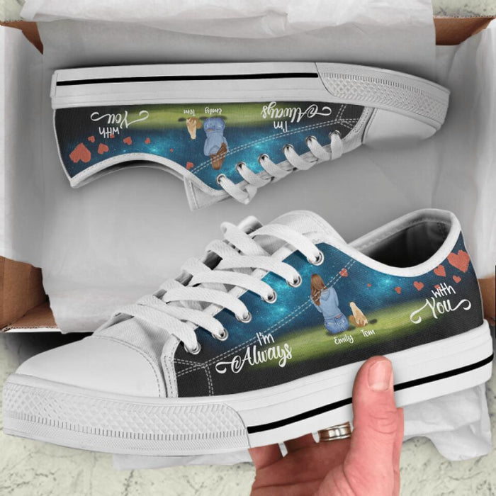 Custom Personalized Couple And Pets Sneakers - Upto 3 Pets - Best Christmas Gift For Dog/Cat Lovers - I'm Always With You - NLWVKS