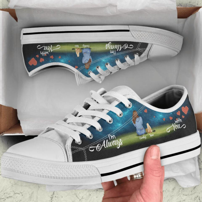 Custom Personalized Couple And Pets Sneakers - Upto 3 Pets - Best Christmas Gift For Dog/Cat Lovers - I'm Always With You - NLWVKS
