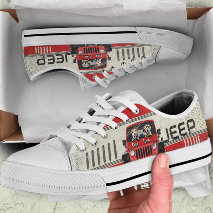 Custom Personalized Off-road & Dog Low Top Sneakers - Gift for Off-road Lovers, Dog Lovers - Up to 2 Dogs