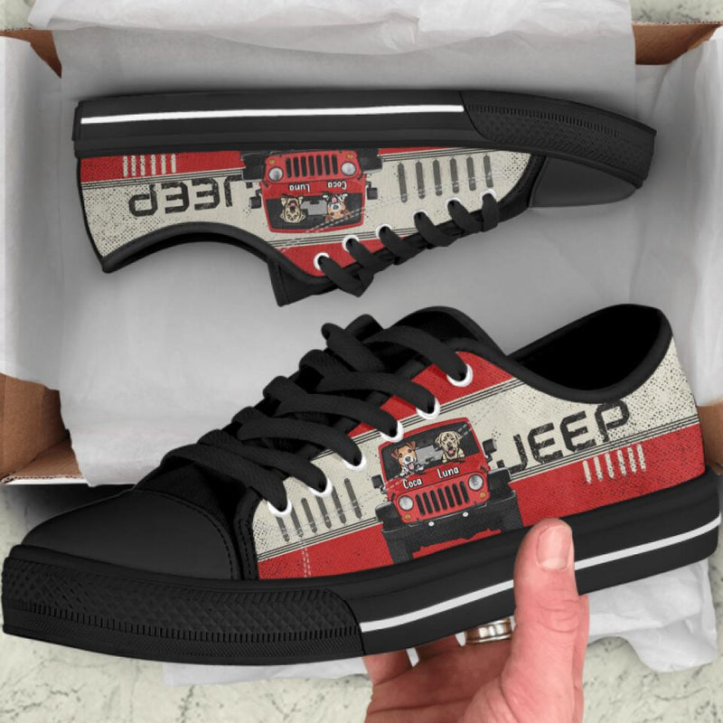 Personalized Off-road & Dog Low Top Sneakers - Gift for Off-road Lovers, Dog Lovers - Up to 2 Dogs