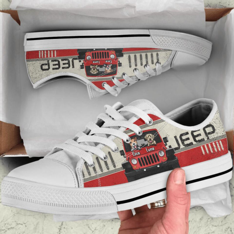 Personalized Off-road & Dog Low Top Sneakers - Gift for Off-road Lovers, Dog Lovers - Up to 2 Dogs