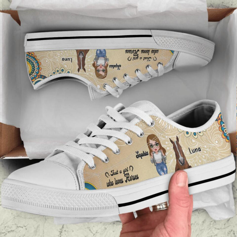 Personalized Horse Girl Sneakers - Up to 4 Horses - Gift Idea For Horse Lover - Just A Girl Who Loves Horses