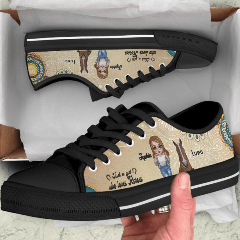 Personalized Horse Girl Sneakers - Up to 4 Horses - Gift Idea For Horse Lover - Just A Girl Who Loves Horses