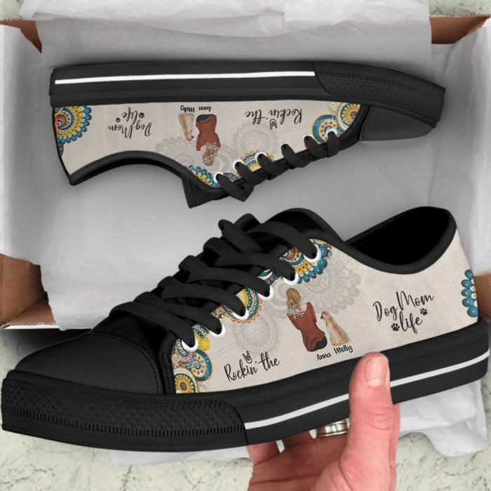 Custom Personalized Dog Mom Sneakers - Upto 4 Dogs - Gift Idea For Dog Lovers - Rockin' The Dog Mom Life