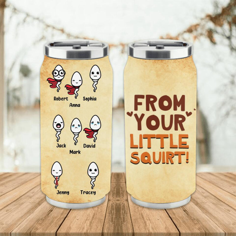 Personalized Sperm Soda Can Tumbler - Gift Idea From Kids to Father with up to 8 Kids - From Your Swimming Champion!