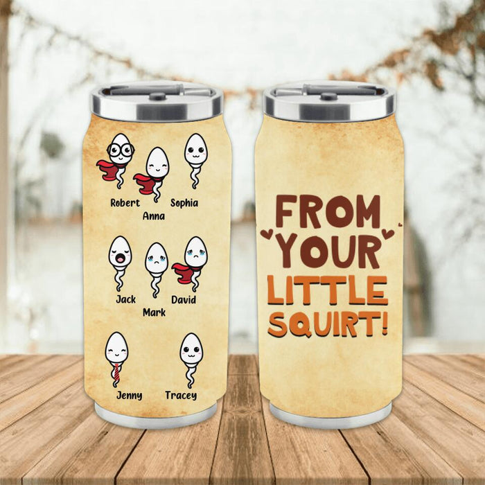 Custom Personalized Sperm Soda Can Tumbler - Gift Idea From Kids to Father with up to 8 Kids - From Your Swimming Champion!