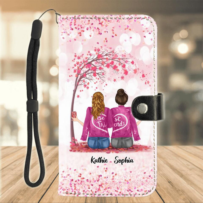 Custom Personalized We Are Best Friends Phone Wallet - Gift Idea For Friends/ Besties/ Sisters - Upto 4 Girls - You Are The She To My Nanigans